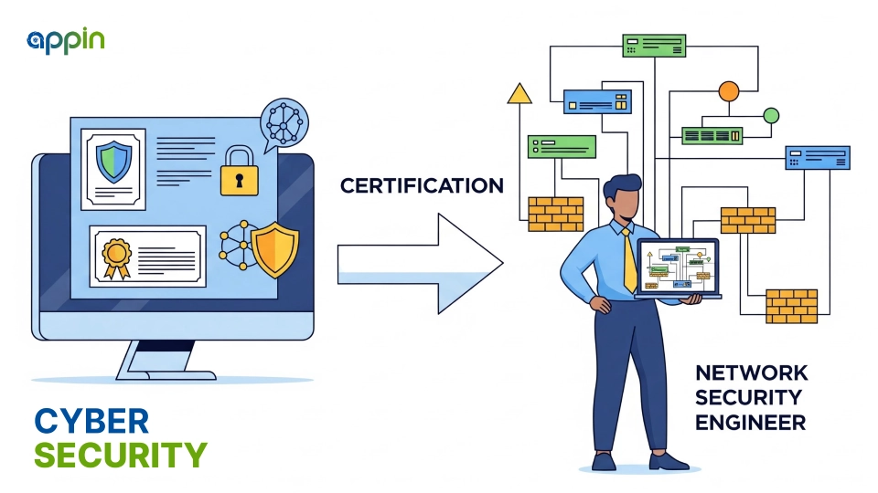 How does a certification lead to a Network Security Engineer role