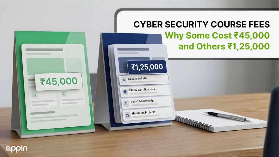 Why do cyber security course fees in India range from ₹45,000 to ₹1,25,000?